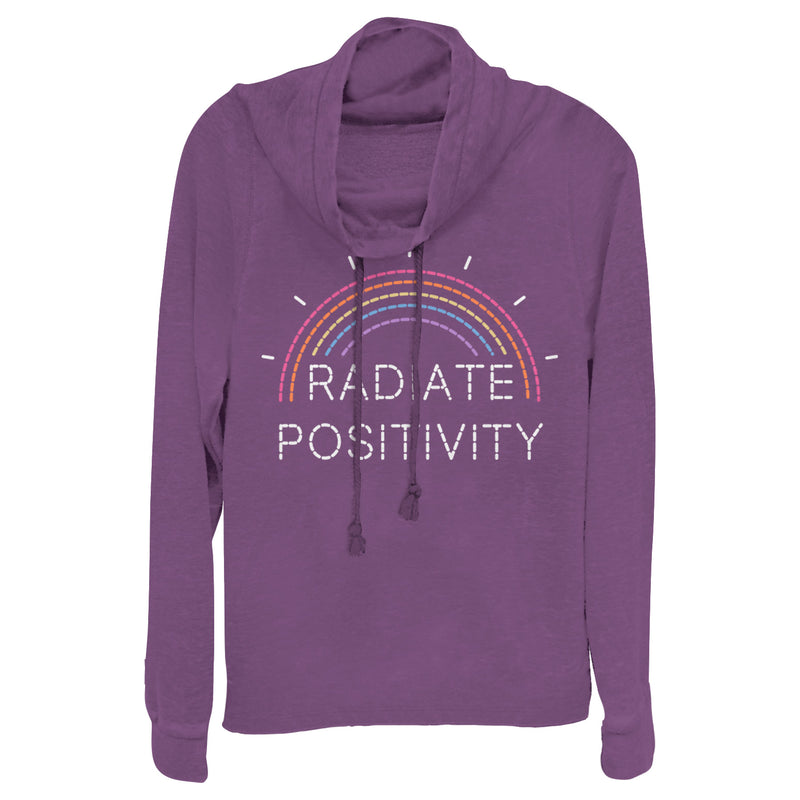 Junior's CHIN UP Radiate Positivity Rainbow Cowl Neck Sweatshirt