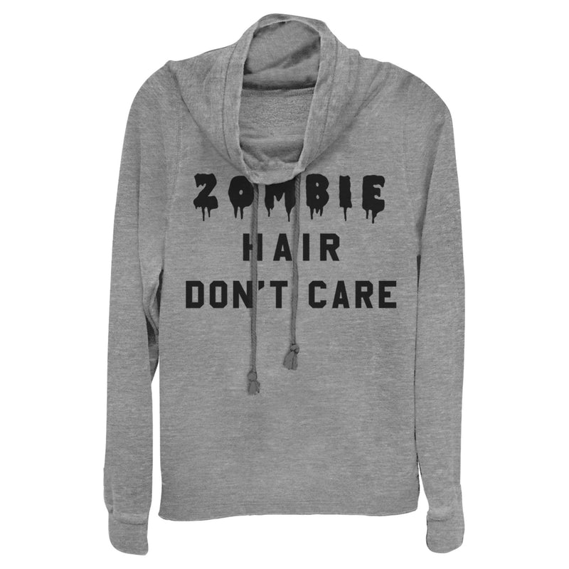 Junior's Lost Gods Halloween Zombie Hair Don't Care Cowl Neck Sweatshirt