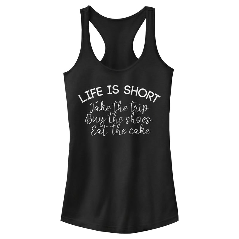 Junior's Lost Gods Life is Short Mantra Racerback Tank Top