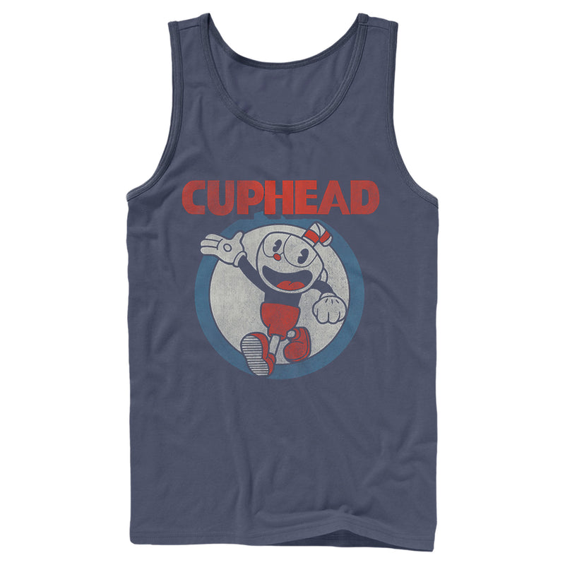 Men's Cuphead Smile and Wave Distressed Tank Top