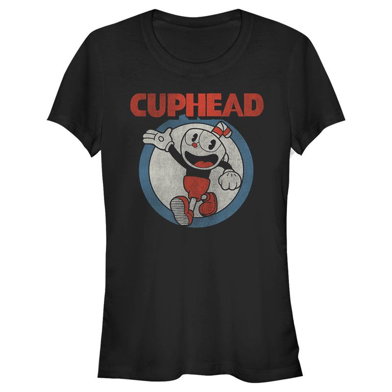 Junior's Cuphead Smile and Wave Distressed T-Shirt