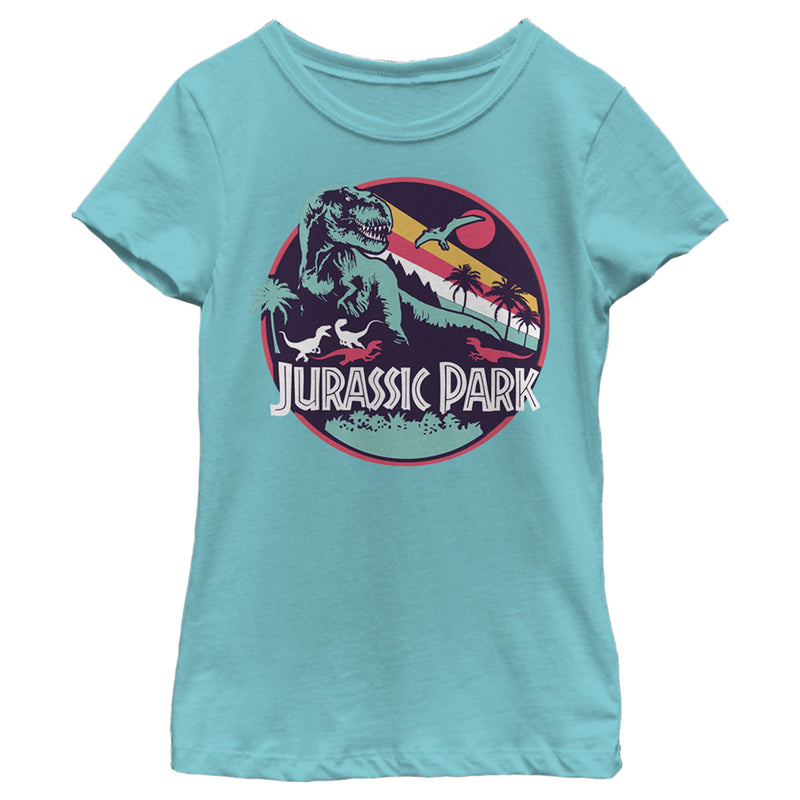 Girl's Jurassic Park Retro T. rex and Velociraptor T-Shirt