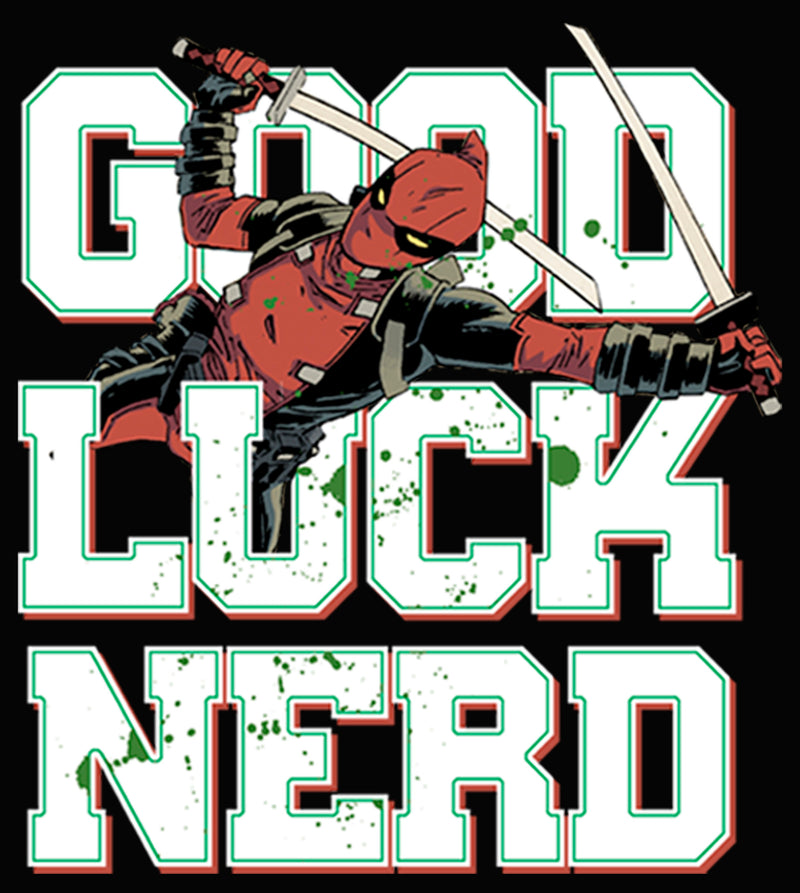 Junior's Marvel Deadpool Good Luck Nerd Racerback Tank Top