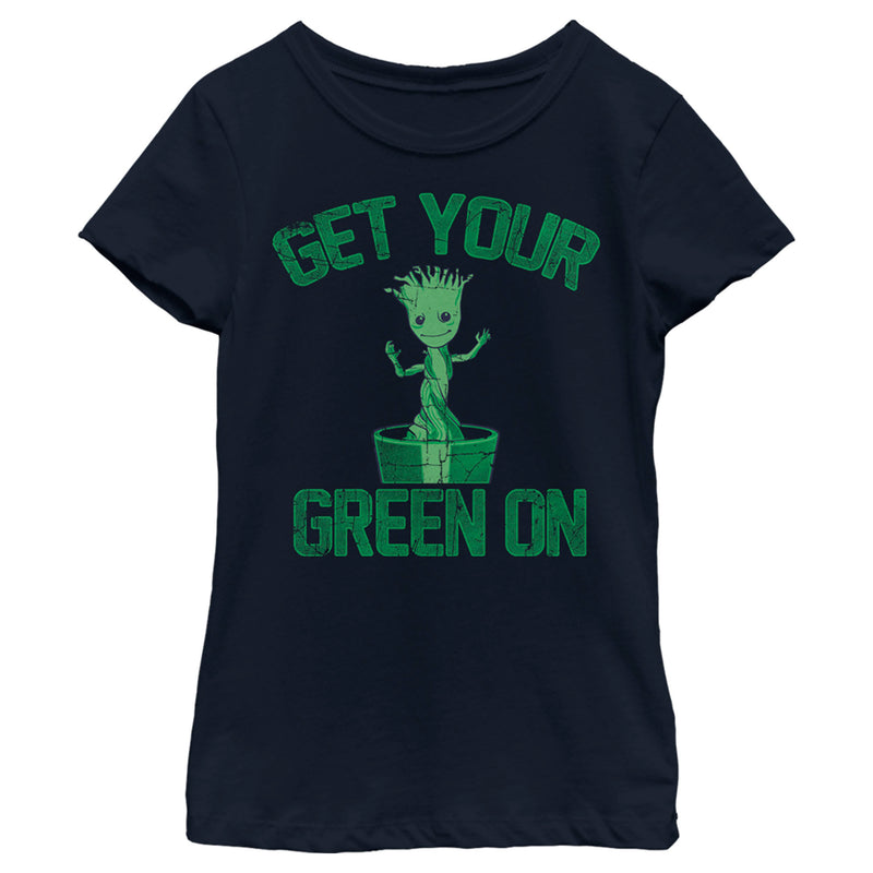 Girl's Marvel Groot St. Patrick's Day Get Your Green On T-Shirt