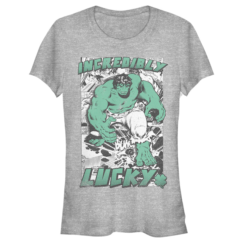 Junior's Marvel Hulk St. Patrick's Day Comic Incredibly Lucky T-Shirt