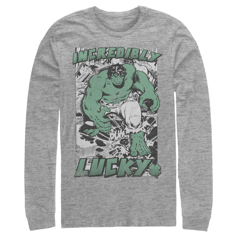 Men's Marvel Hulk St. Patrick's Day Comic Incredibly Lucky Long Sleeve Shirt