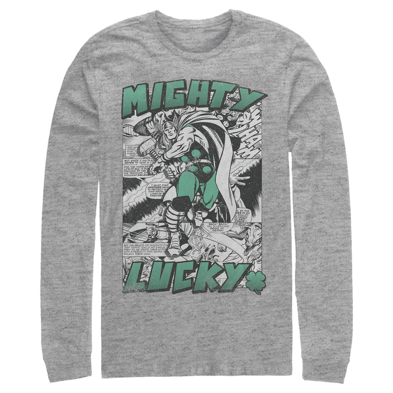 Men's Marvel Thor Comic St. Patrick's Day Mighty Lucky Long Sleeve Shirt