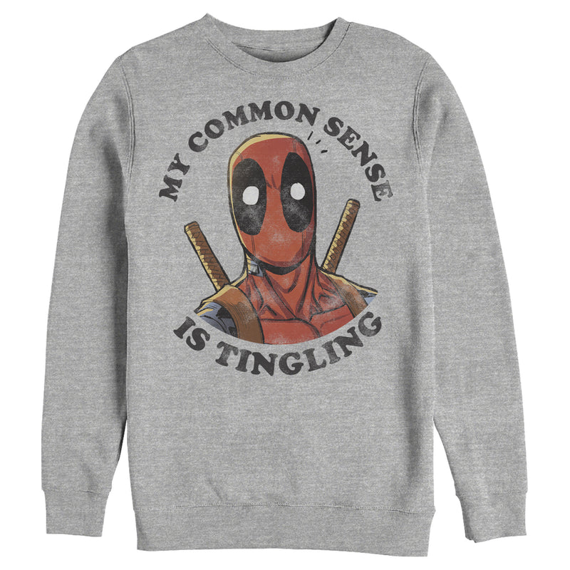 Men's Marvel Deadpool My Common Sense Is Tingling Distressed Sweatshirt