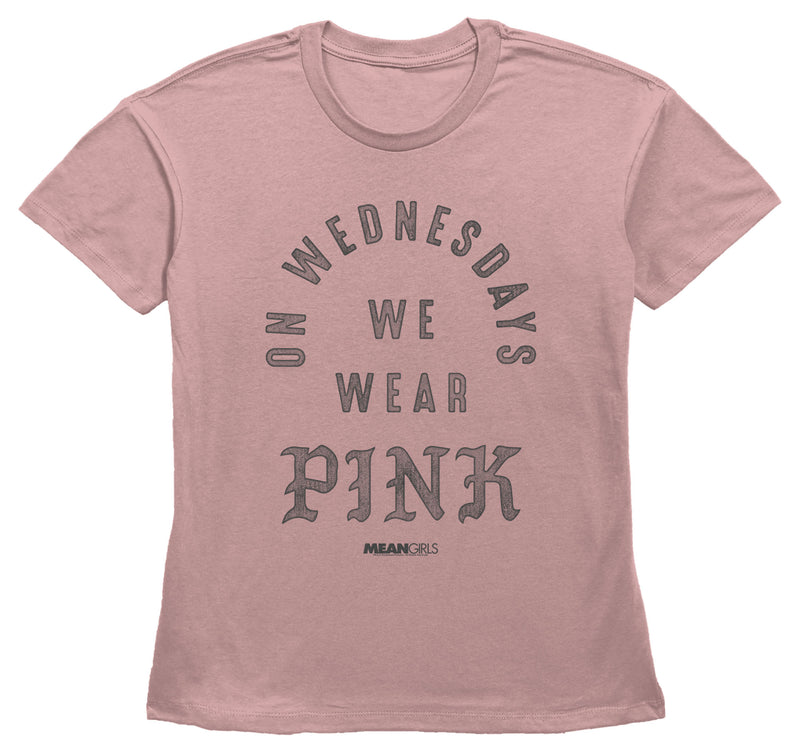 Women's Mean Girls On Wednesdays We Wear Pink Distressed T-Shirt