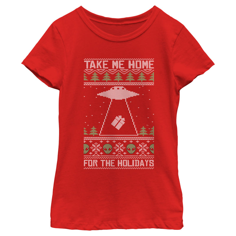 Girl's Lost Gods Ugly Christmas Take Me Home for the Holidays T-Shirt