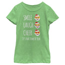 Girl's Lost Gods Christmas Santa Smile Laugh Cheer Emoji T-Shirt