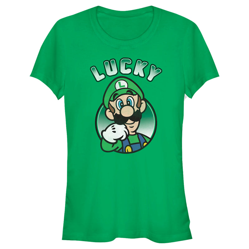 Junior's Nintendo Super Mario St. Patrick's Day Lucky Luigi Retro T-Shirt