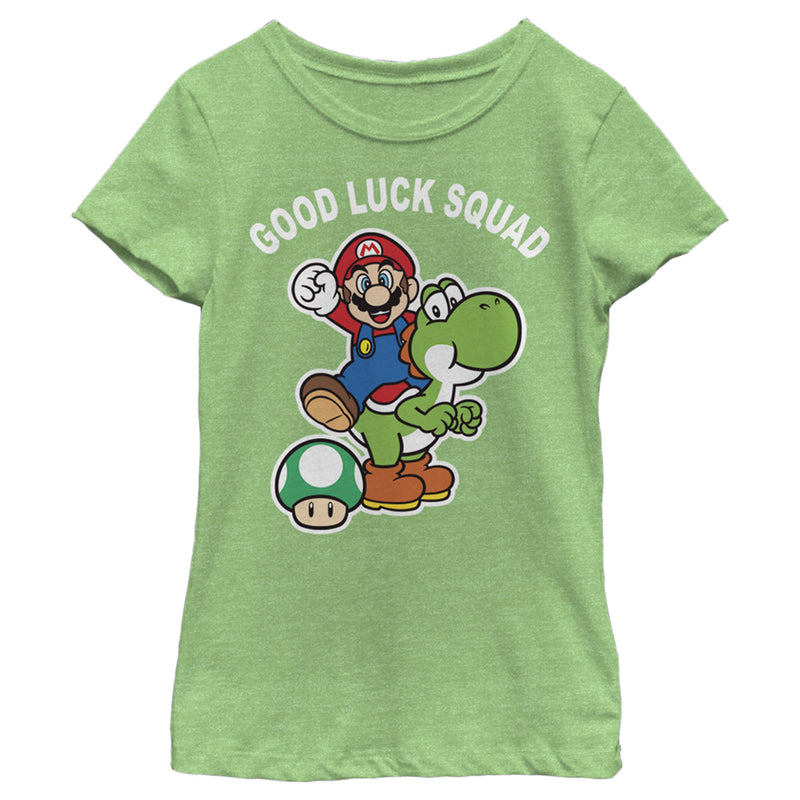 Girl's Nintendo Super Mario St. Patrick's Day Good Luck Squad T-Shirt