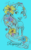 Girl's Tangled Flower Sketch Portrait T-Shirt