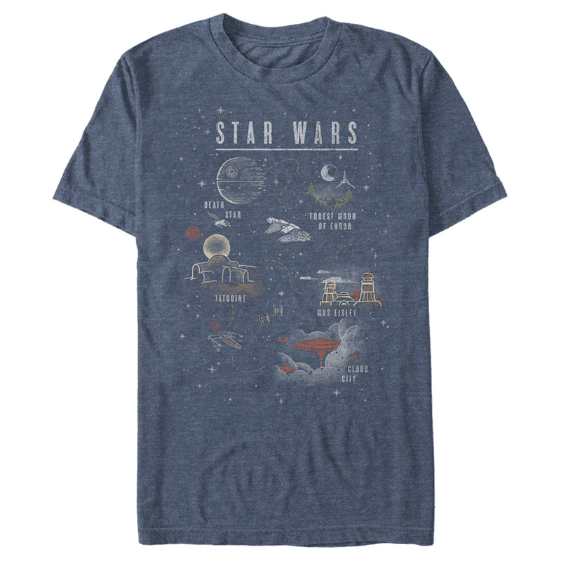 Men's Star Wars Cartoon Map Quest T-Shirt