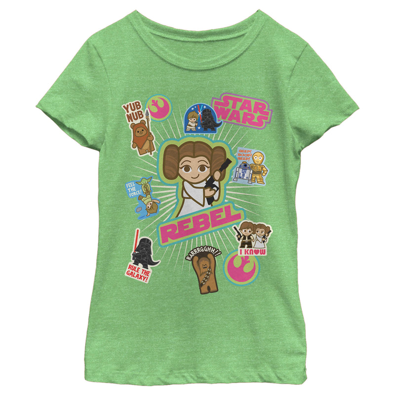 Girl's Star Wars Cute Sticker Cartoons T-Shirt