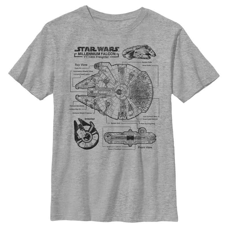 Boy's Star Wars: A New Hope Solo's Hunk of Junk Schematics T-Shirt