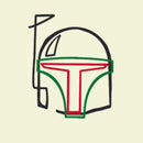 Men's Star Wars Embroidered Line Art Boba Fett Helmet T-Shirt