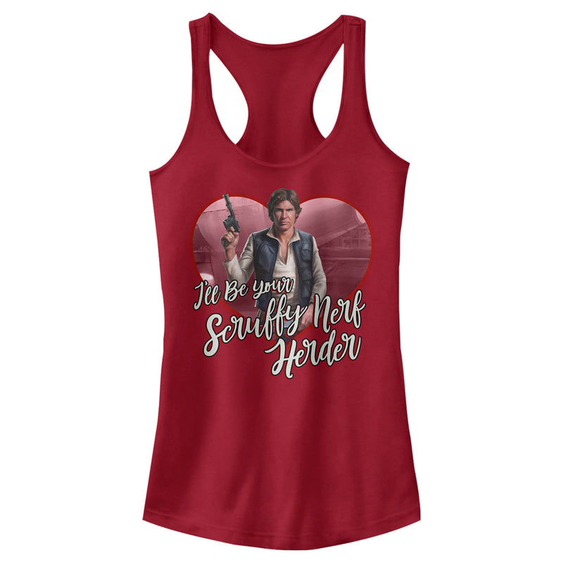 Junior's Star Wars Valentine's Day Han Solo I'll Be Your Scruffy Nerf Herder Racerback Tank Top