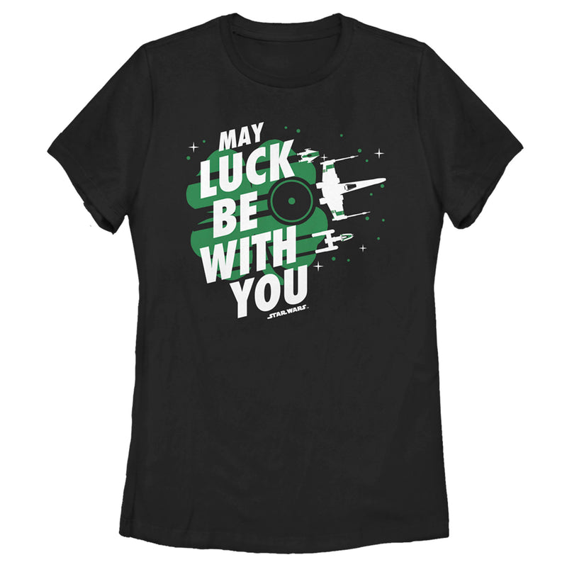 Women's Star Wars X-Wing Starfighter St. Patrick's Day May Luck Be With You T-Shirt