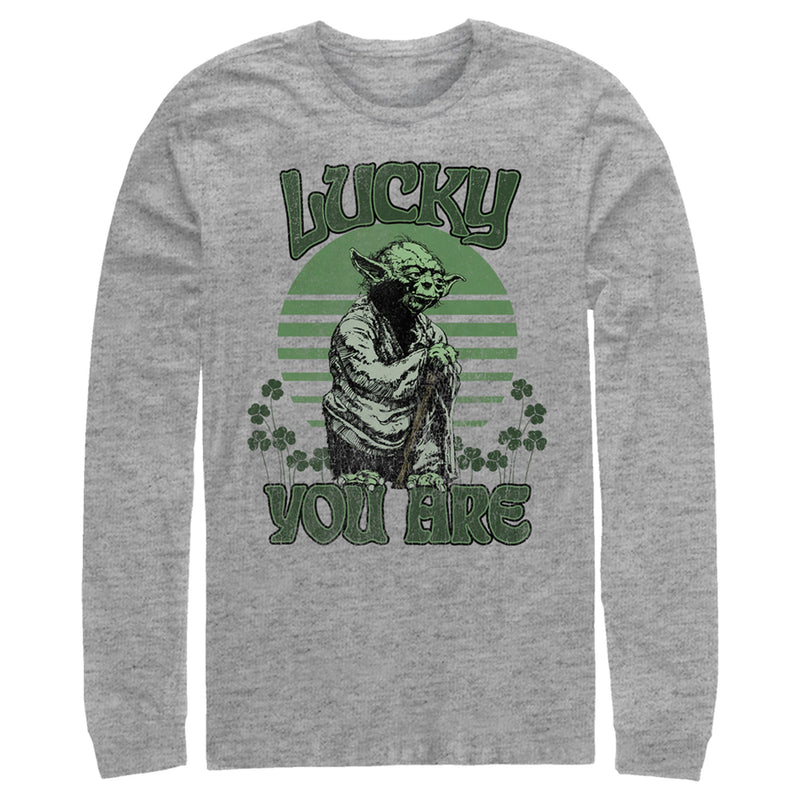Men's Star Wars St. Patrick's Day Yoda Lucky You Are Clovers Long Sleeve Shirt