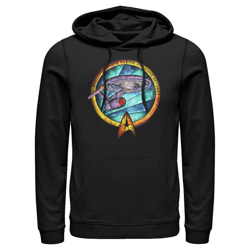 Men's Star Trek USS Enterprise Stained Glass To Boldly Go Pull Over Hoodie