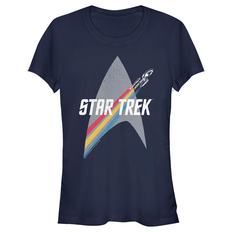 Junior's Star Trek Enterprise Starfleet Rainbow Streak T-Shirt