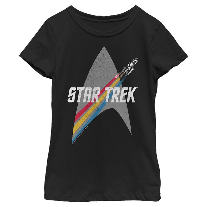 Girl's Star Trek Enterprise Starfleet Rainbow Streak T-Shirt