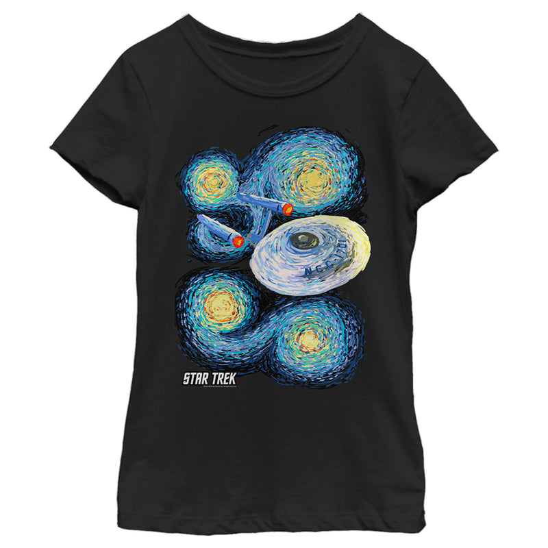 Girl's Star Trek Starry Night USS Enterprise T-Shirt