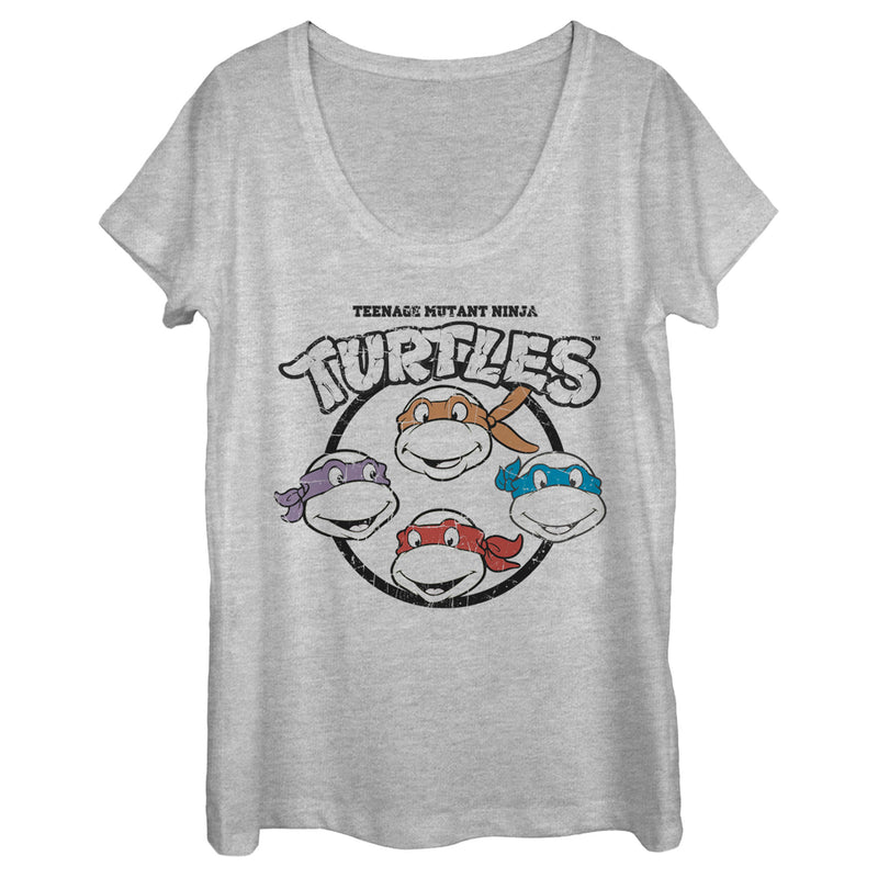 Women's Teenage Mutant Ninja Turtles Distressed Group Logo Scoop Neck