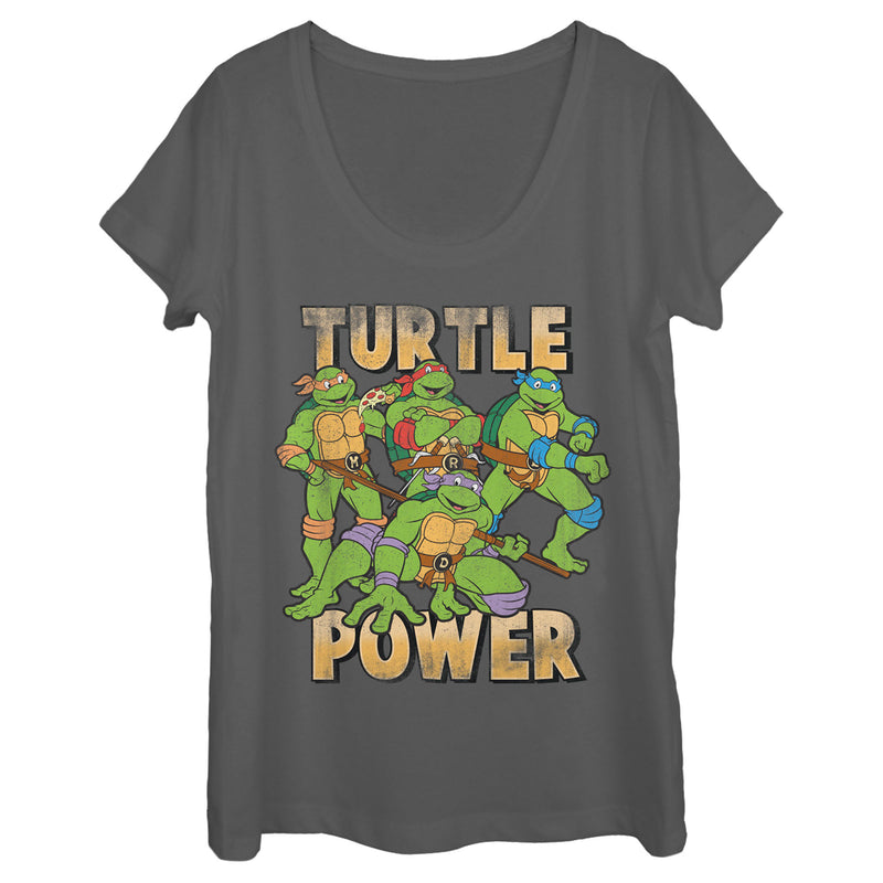 Women's Teenage Mutant Ninja Turtles Distressed Turtle Power Scoop Neck