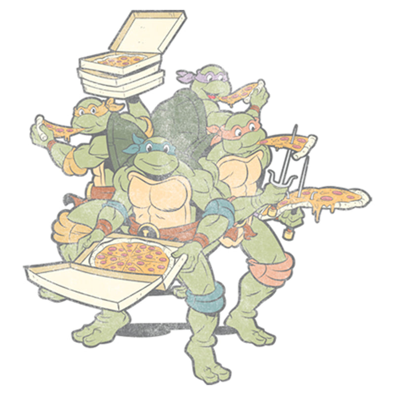Junior's Teenage Mutant Ninja Turtles Distressed Pizza Lovers T-Shirt