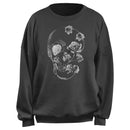 Junior's Lost Gods Rose Skull Grayscale Portrait Sweatshirt