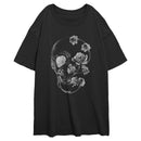 Junior's Lost Gods Rose Skull Grayscale Distressed Portrait T-Shirt