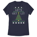 Women's Lost Gods Christmas Let's Get Lit Tree T-Shirt