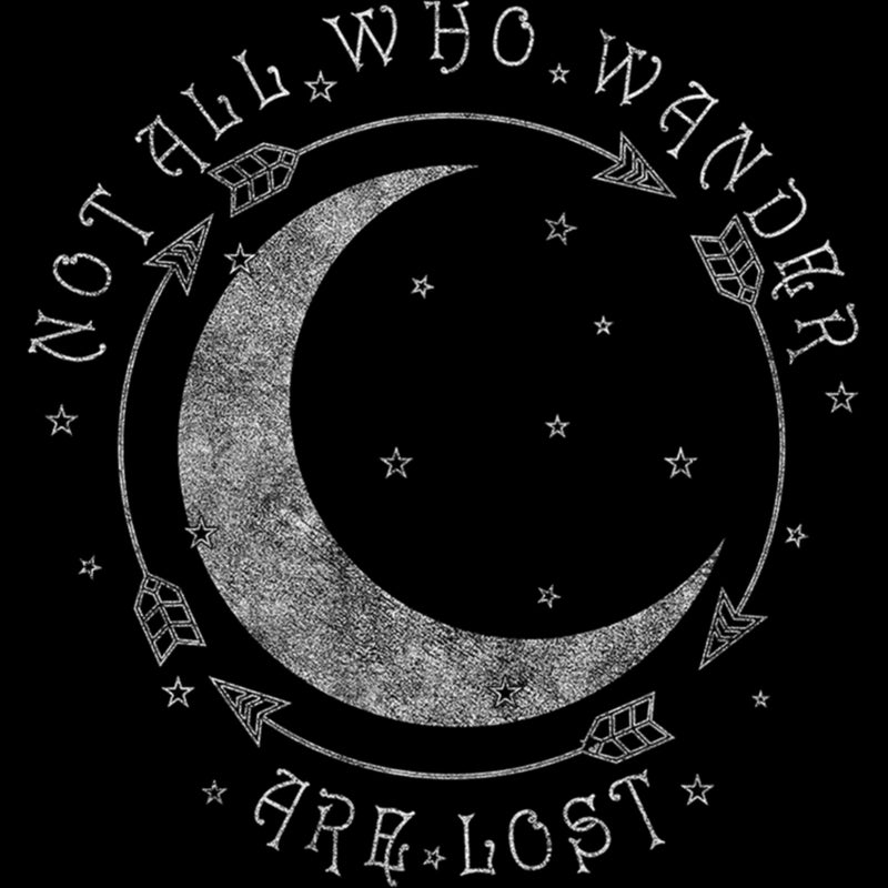 Junior's Lost Gods Crescent Moon Not All Who Wander Are Lost T-Shirt