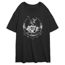 Junior's Lost Gods Celestial Moon Lotus Flower Grayscale T-Shirt