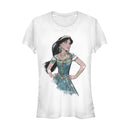 Junior's Aladdin Jasmine Sketch Profile T-Shirt