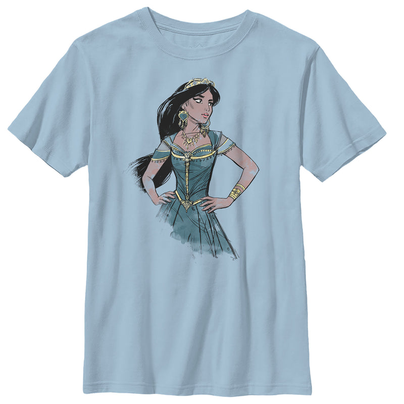 Boy's Aladdin Jasmine Sketch Profile T-Shirt