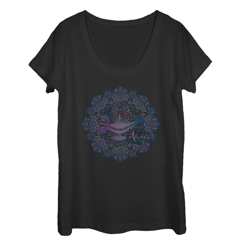 Women's Aladdin Magical Lamp Mandala Symbol Scoop Neck