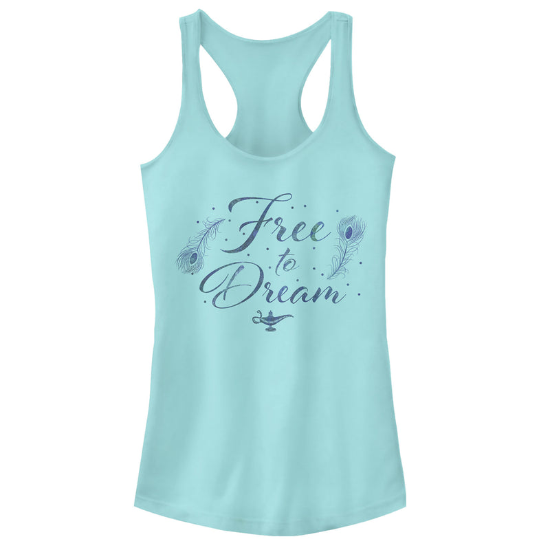 Junior's Aladdin Free to Dream Feather Racerback Tank Top