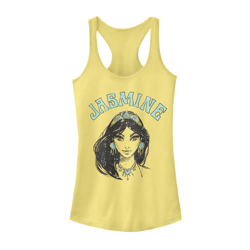 Junior's Aladdin Vintage Jasmine Sketch Racerback Tank Top