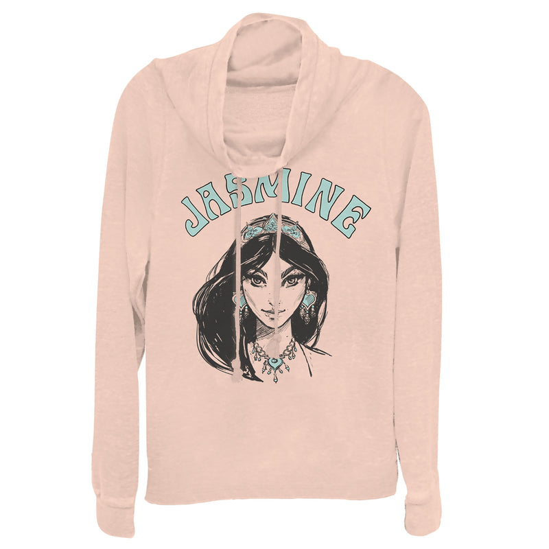 Junior's Aladdin Jasmine Sketch Cowl Neck Sweatshirt