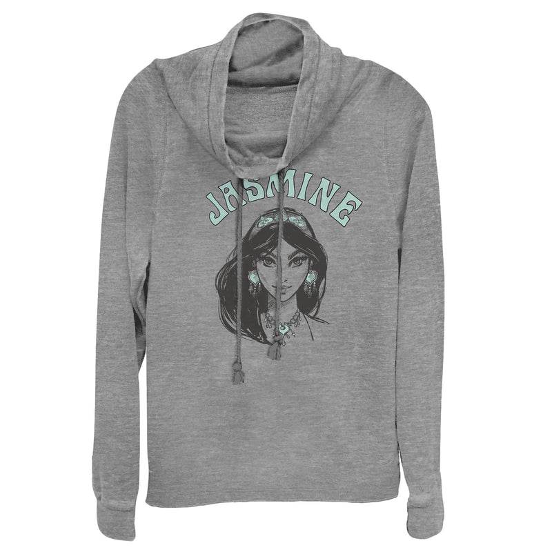 Junior's Aladdin Jasmine Sketch Cowl Neck Sweatshirt