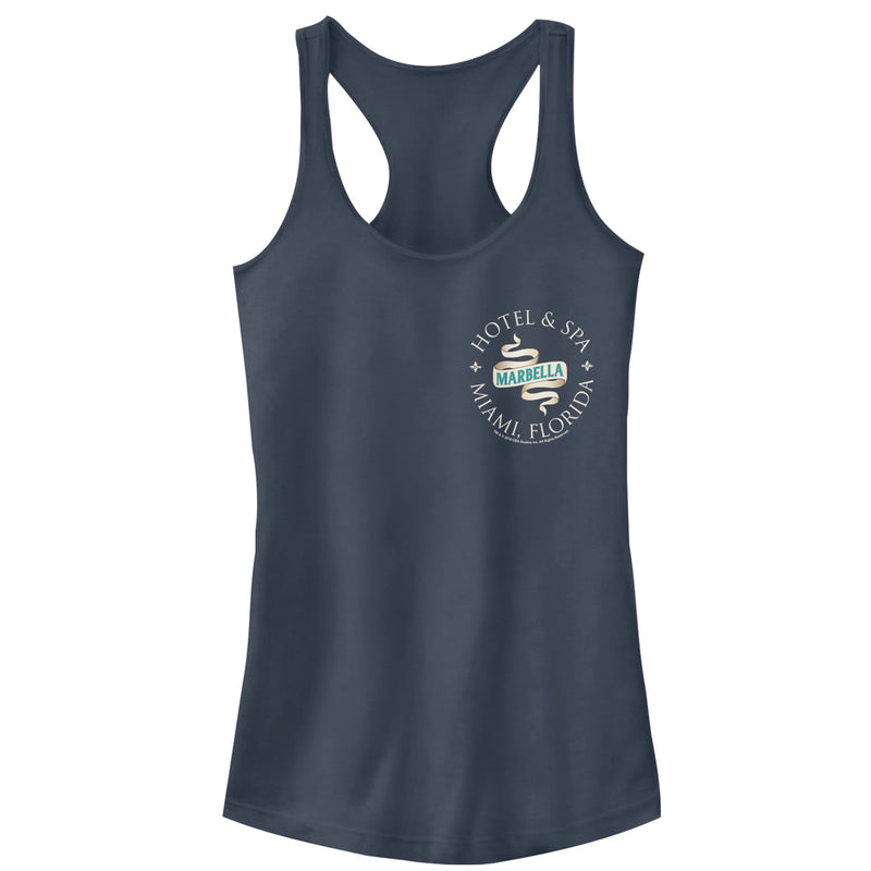 Junior's Jane the Virgin Marbella Hotel Logo Racerback Tank Top