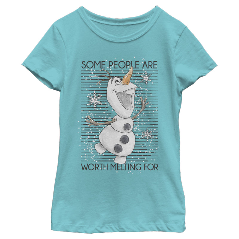 Girl's Frozen Olaf Some People Are Worth Melting For T-Shirt