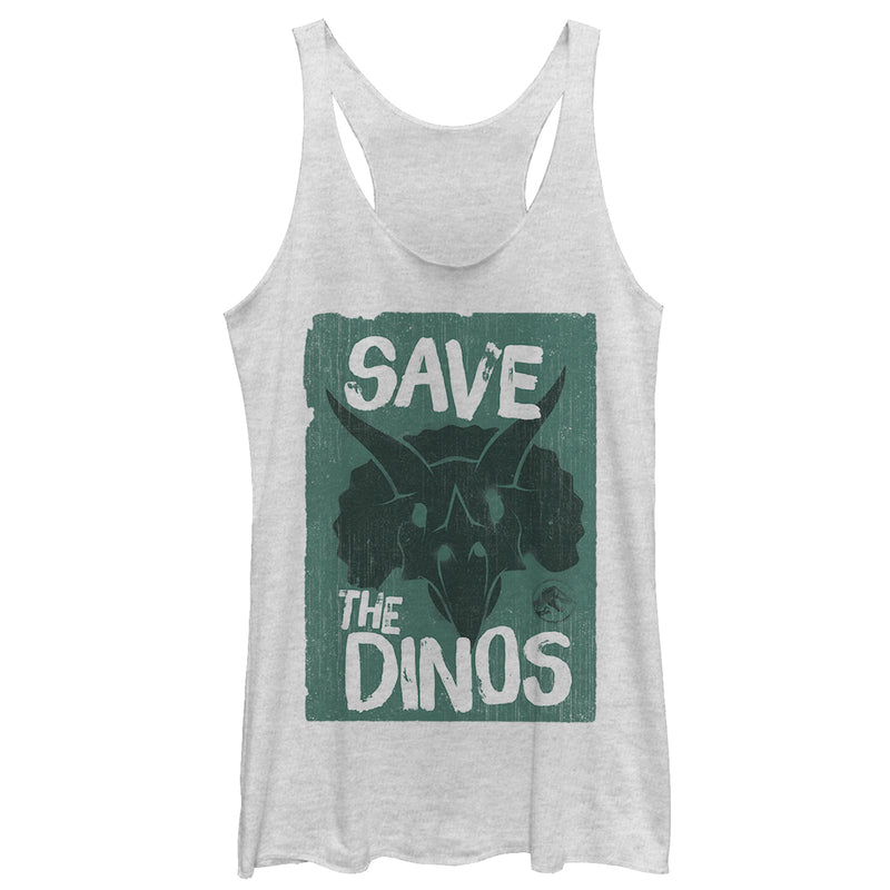 Women's Jurassic World: Fallen Kingdom Save the Dinos Cartoon Racerback Tank Top