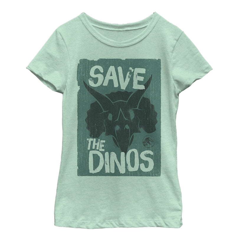 Girl's Jurassic World: Fallen Kingdom Save the Dinos Cartoon T-Shirt