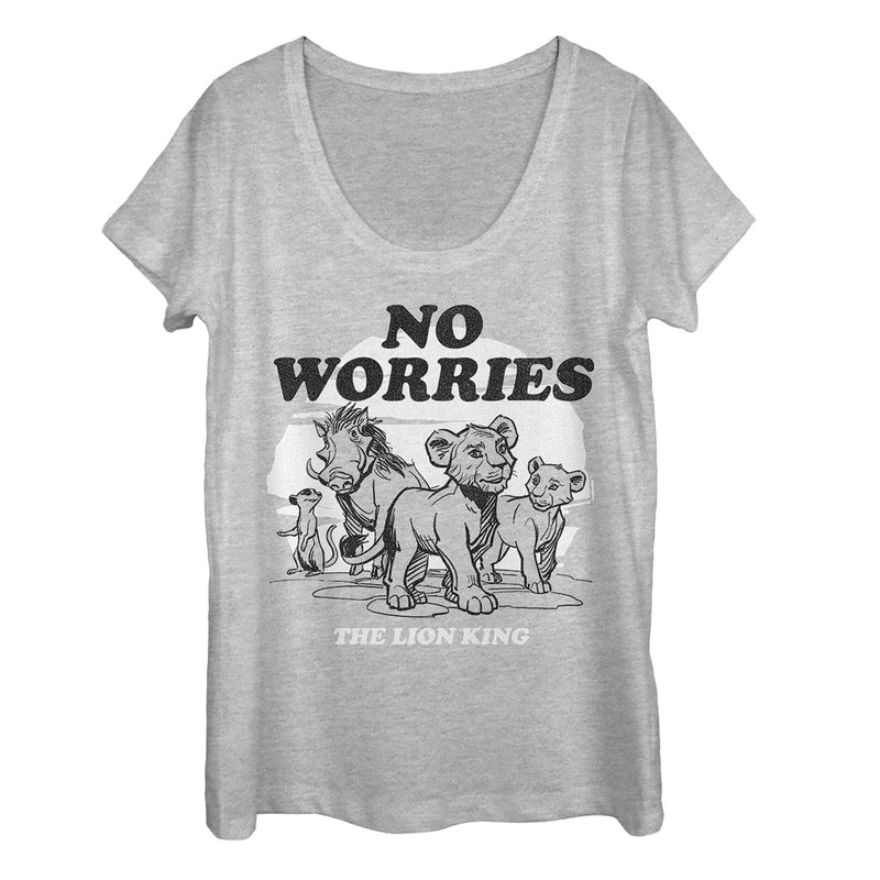 Women's Lion King No Worries Cartoon Scoop Neck