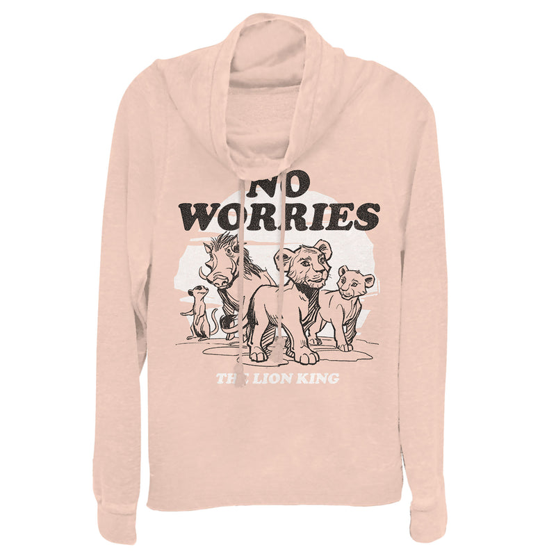 Junior's Lion King No Worries Cartoon Cowl Neck Sweatshirt